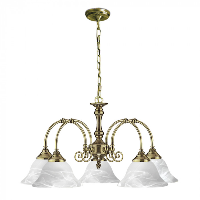 R9355 5P AB Heritage 5 Light Pendant Alabster Shade Web Rez