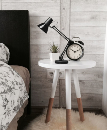 Small Equipoise Black Table Lamp On Bedside Table